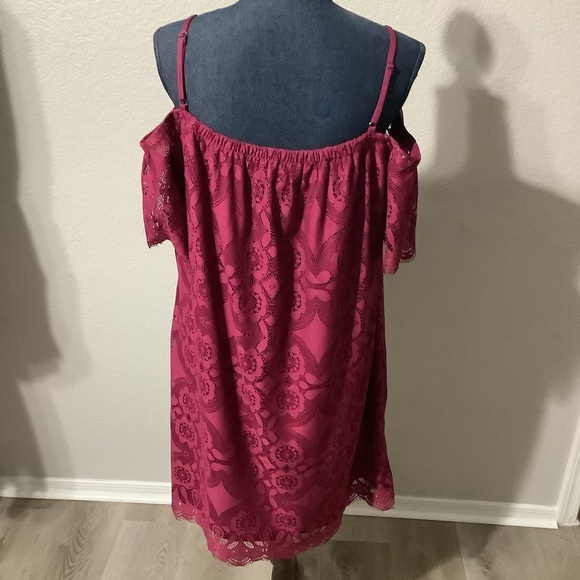 No Comment Dark Pink Tunic Lace Off the Shoulder Dress Women's Plus Size 2XL - Picture 9 of 12